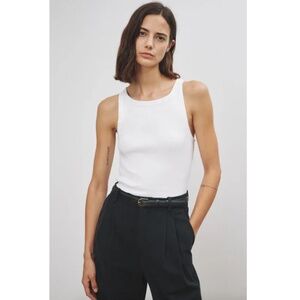 Nili Lotan Jennifer Ribbed Tank Top Vintage White Size L